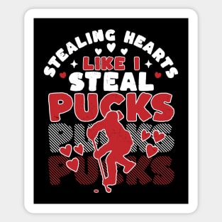 Stealing Heart Like I Steal Pucks Valentines Day Hockey Sticker